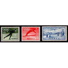 1951 Norge - AFA 381-83 - Vinterolympiade - Komplet sæt - Postfrisk.